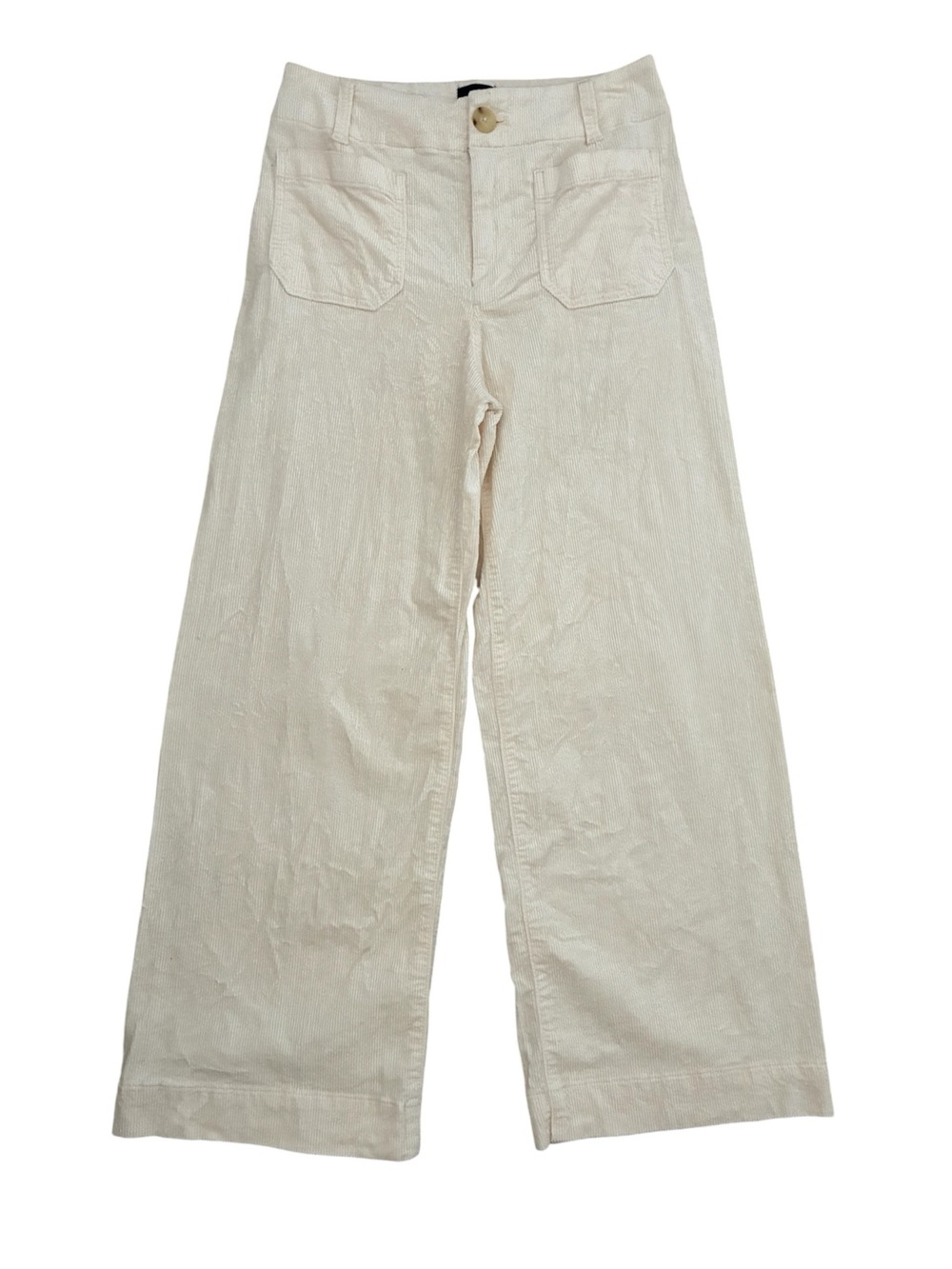 Maeve by Anthropologie Colette Crop Pants Corduroy Wide Leg Trousers Cream 26